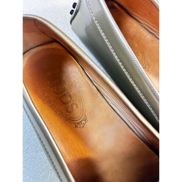 Tod's Metallic City Gommino Leather Penny Loafers Size 37.5 US 7 Gold - Picture 5 of 5